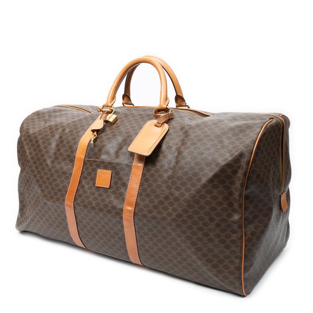 Travel Bag Vintage Extra Large Travel Boston Brown Macadam Coated Canvas