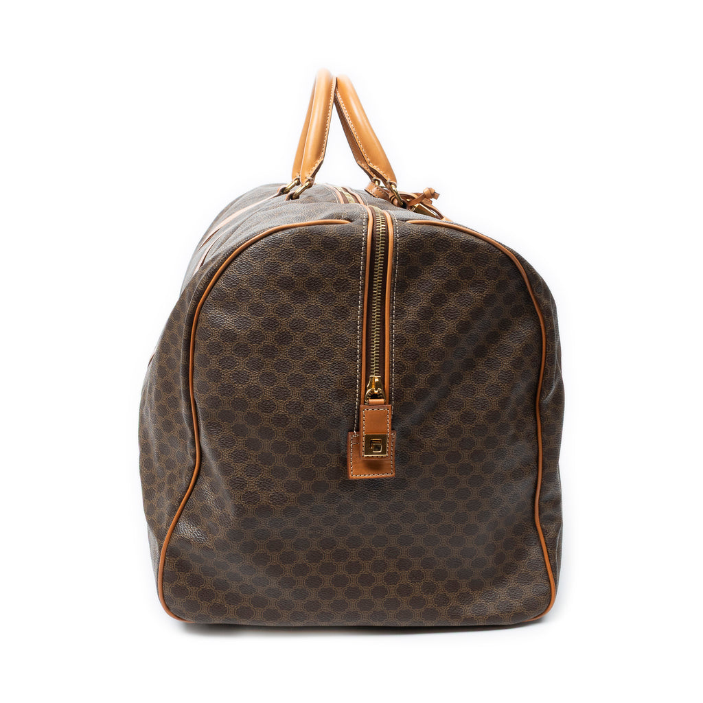 Travel Bag Vintage Extra Large Travel Boston Brown Macadam Coated Canvas