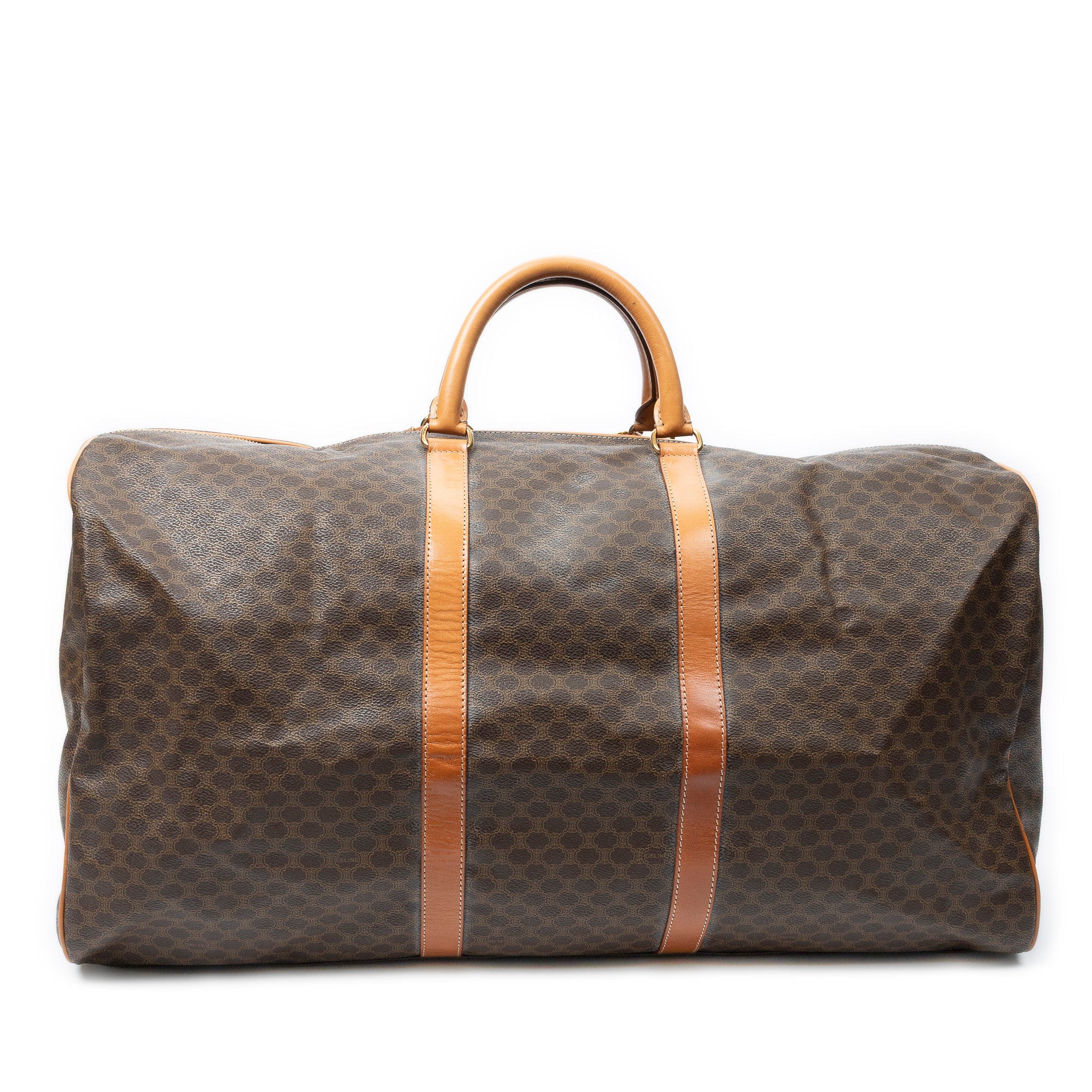Travel Bag Vintage Extra Large Travel Boston Brown Macadam Coated Canvas