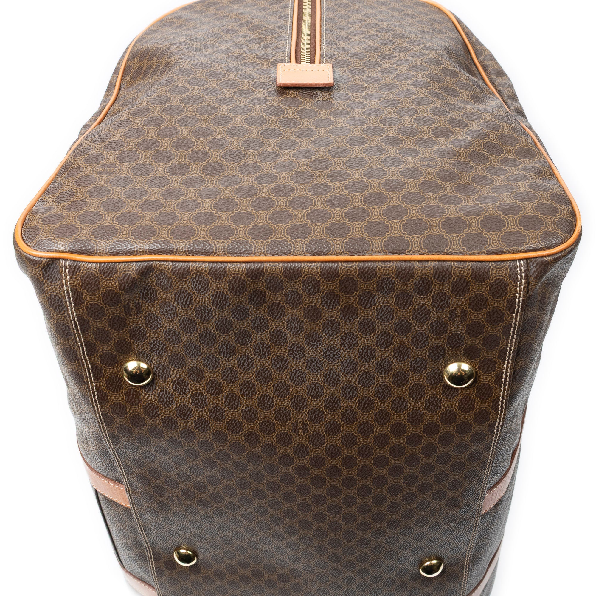 Travel Bag Vintage Extra Large Travel Boston Brown Macadam Coated Canvas