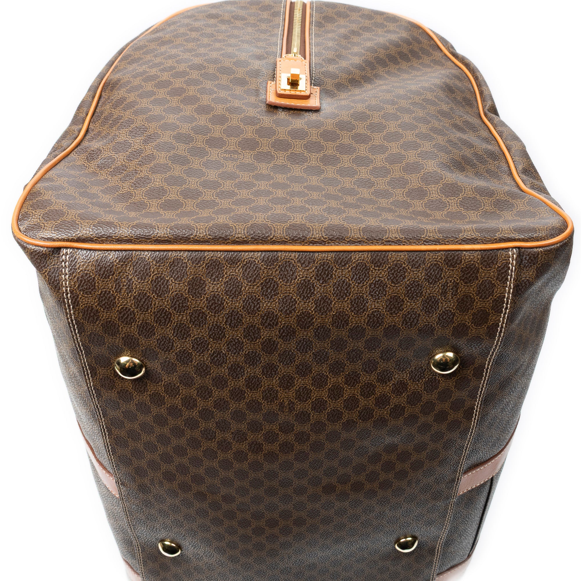 Travel Bag Vintage Extra Large Travel Boston Brown Macadam Coated Canvas