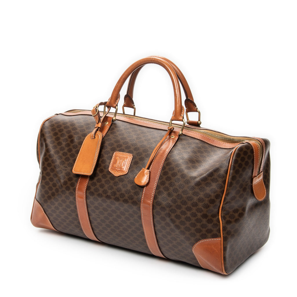 Travel Bag Vintage Medium Travel Boston Brown Macadam Coated Canvas