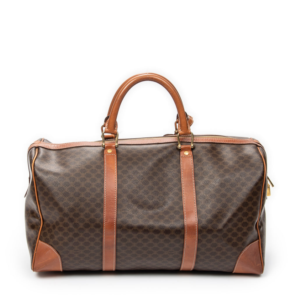 Travel Bag Vintage Medium Travel Boston Brown Macadam Coated Canvas