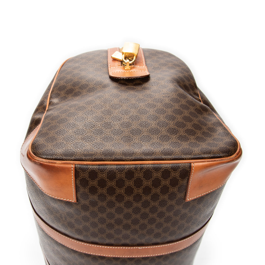 Travel Bag Vintage Medium Travel Boston Brown Macadam Coated Canvas