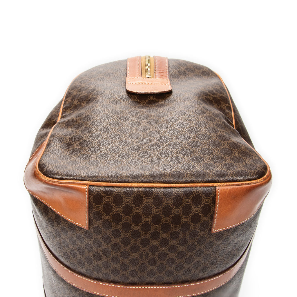 Travel Bag Vintage Medium Travel Boston Brown Macadam Coated Canvas