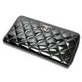 Wallet CC Zip Around Wallet Black Quilted Patent Leather