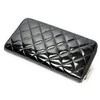 Wallet CC Zip Around Wallet Black Quilted Patent Leather