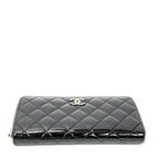 Wallet CC Zip Around Wallet Black Quilted Patent Leather