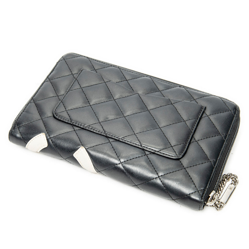 Wallet Cambon Ligne Zip Organizer Wallet Black Quilted Lambskin Leather