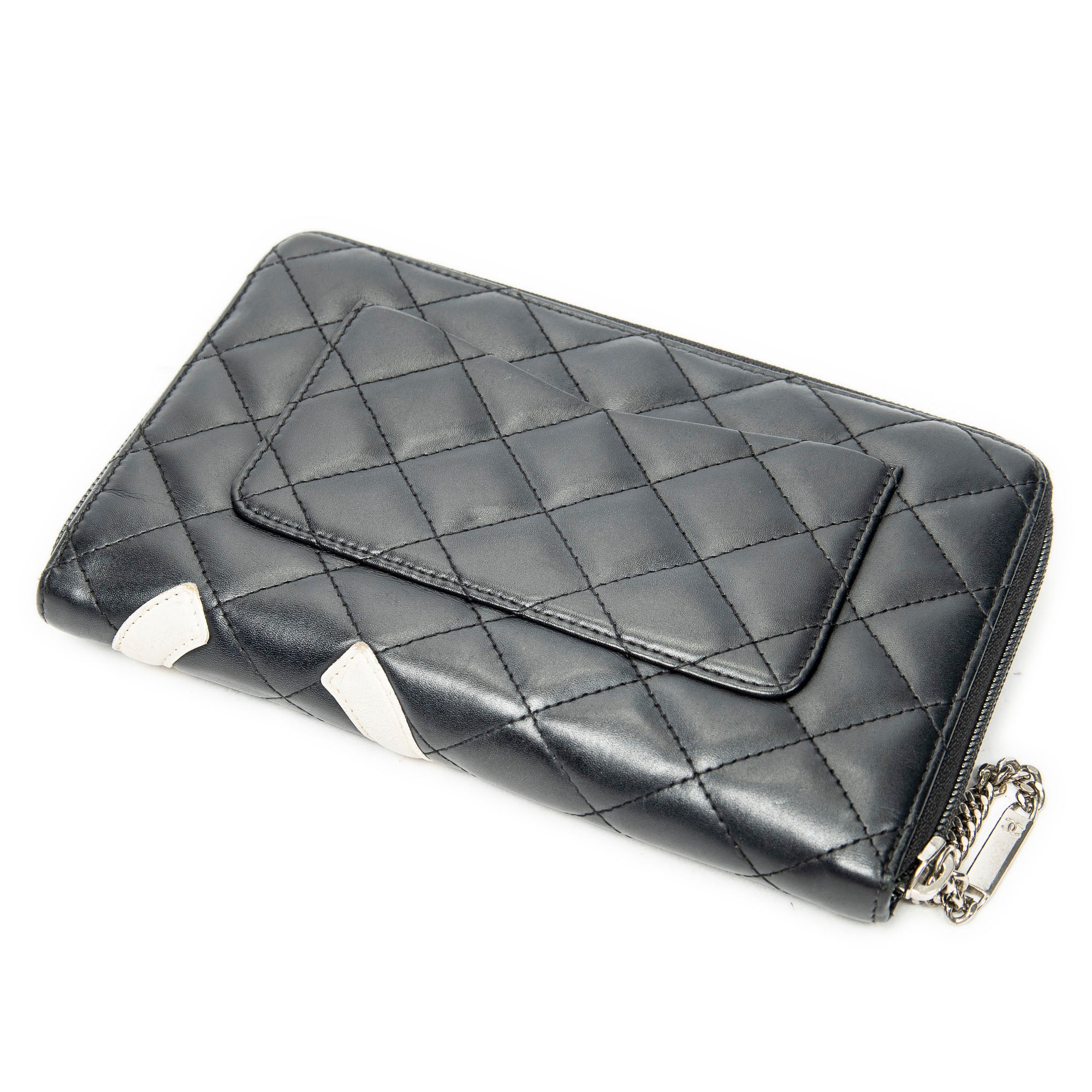 Wallet Cambon Ligne Zip Organizer Wallet Black Quilted Lambskin Leather