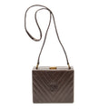Shoulder Bag Vintage CC Square Box Bag Brown Quilted Chevron Leather