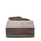 Shoulder Bag Vintage CC Square Box Bag Brown Quilted Chevron Leather