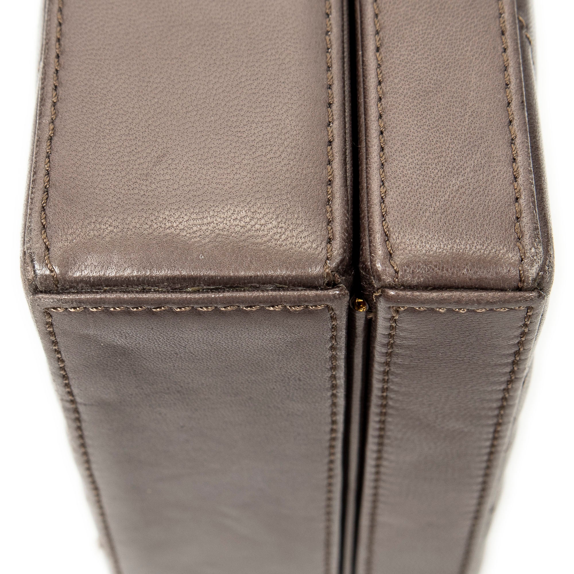 Shoulder Bag Vintage CC Square Box Bag Brown Quilted Chevron Leather