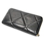 Wallet 19 Zip Around Wallet Black Quilted Lambskin Leather