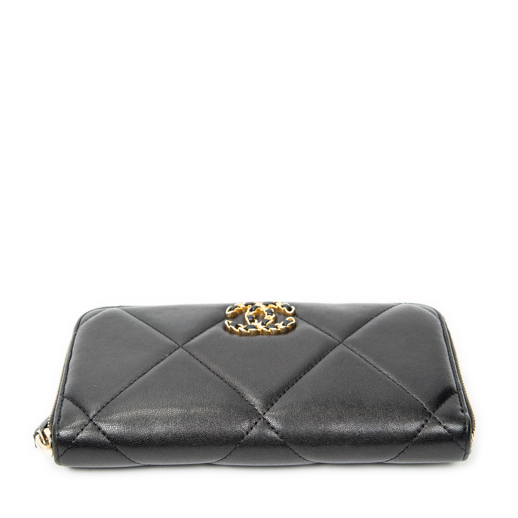 Wallet 19 Zip Around Wallet Black Quilted Lambskin Leather