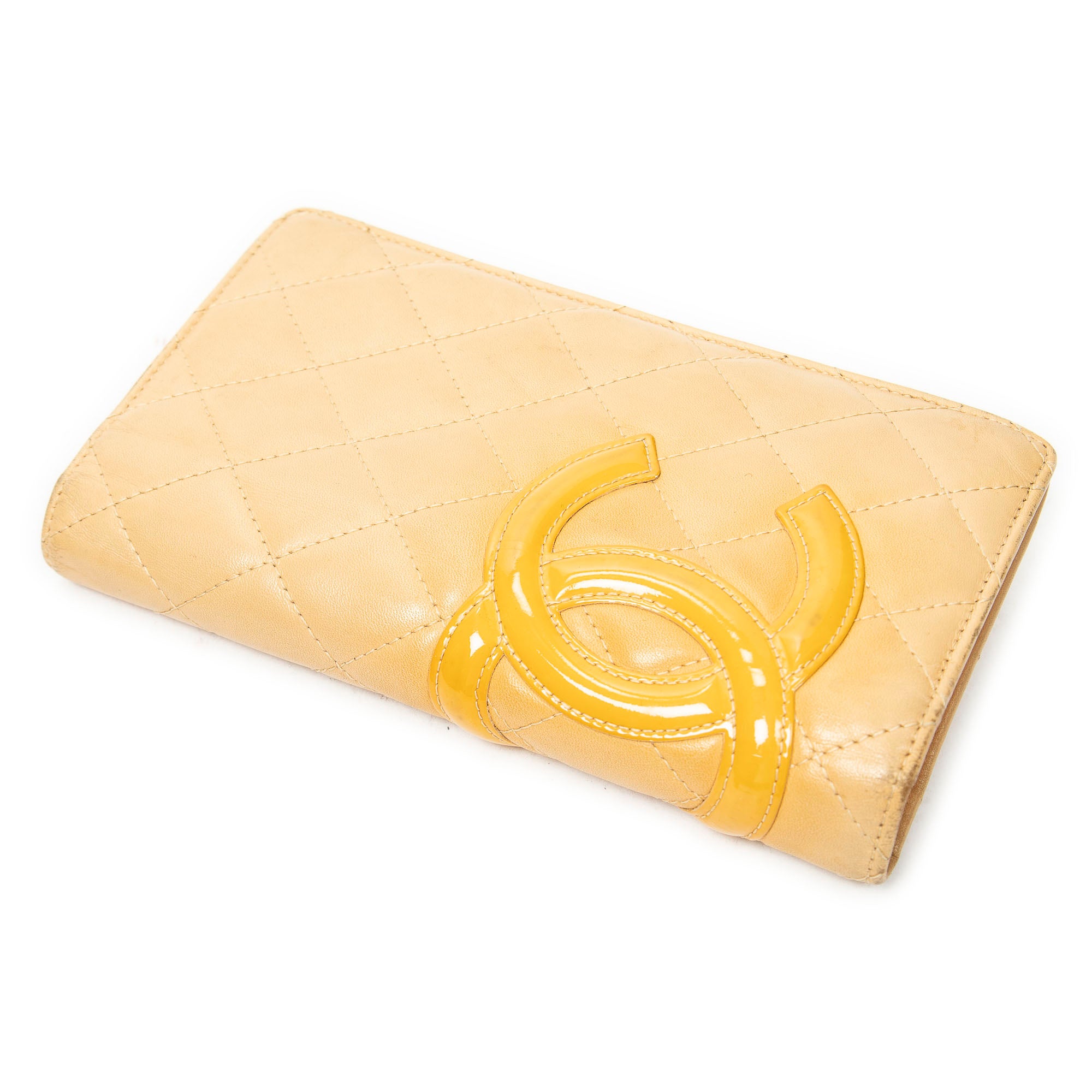 Wallet Cambon Ligne Bifold Wallet Beige Quilted Lambskin Leather