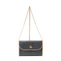 Shoulder Bag Vintage Mini Chain Flap Dark Grey Honeycomb Coated Canvas