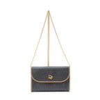 Shoulder Bag Vintage Mini Chain Flap Dark Grey Honeycomb Coated Canvas