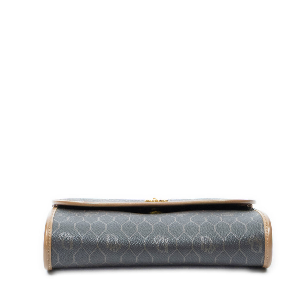 Shoulder Bag Vintage Mini Chain Flap Dark Grey Honeycomb Coated Canvas