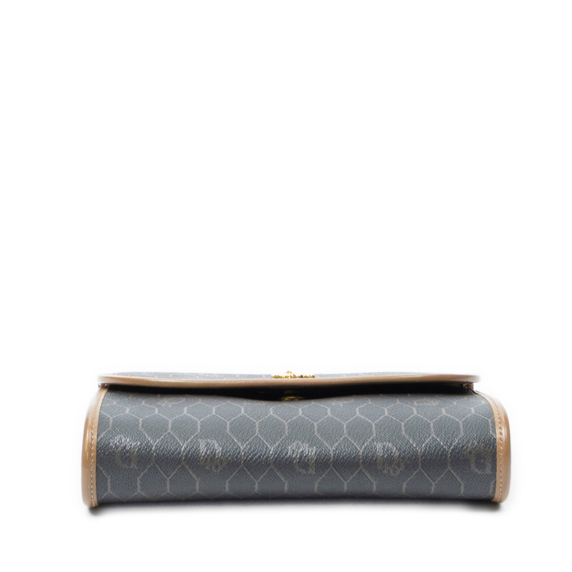 Shoulder Bag Vintage Mini Chain Flap Dark Grey Honeycomb Coated Canvas