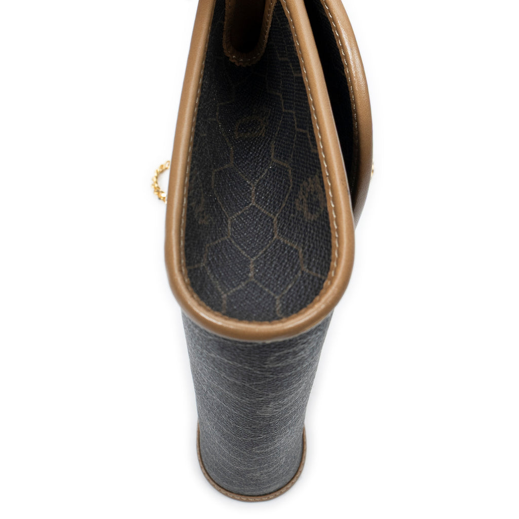 Shoulder Bag Vintage Mini Chain Flap Dark Grey Honeycomb Coated Canvas