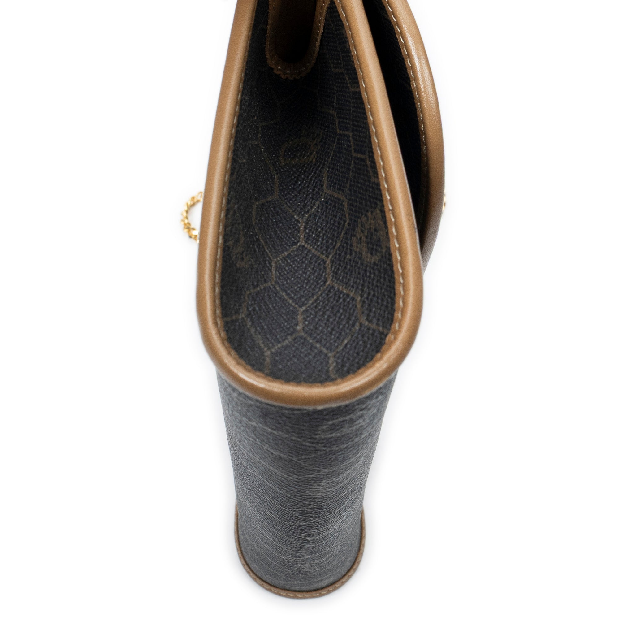 Shoulder Bag Vintage Mini Chain Flap Dark Grey Honeycomb Coated Canvas