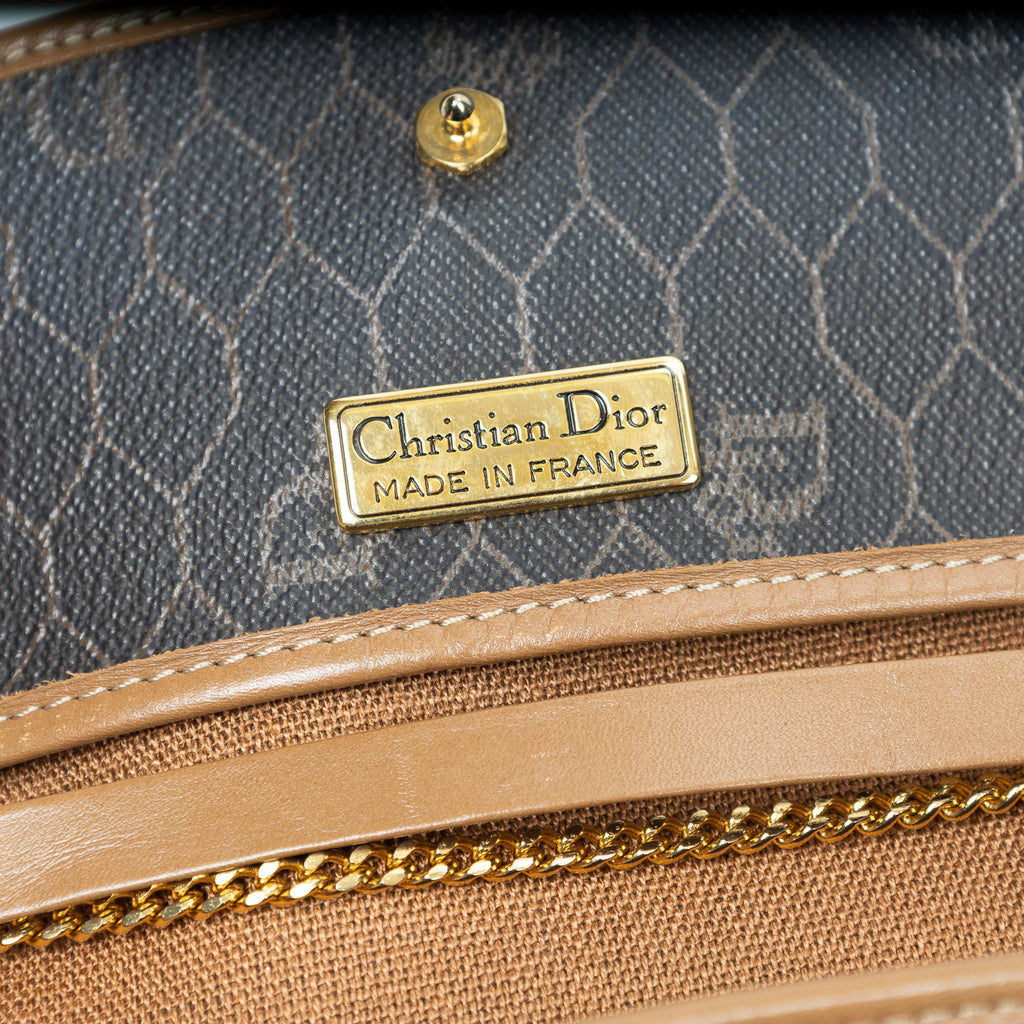 Shoulder Bag Vintage Mini Chain Flap Dark Grey Honeycomb Coated Canvas