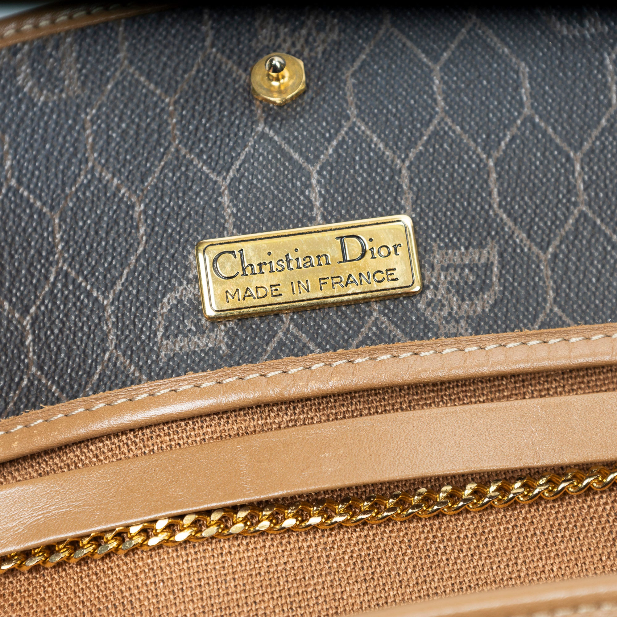 Shoulder Bag Vintage Mini Chain Flap Dark Grey Honeycomb Coated Canvas