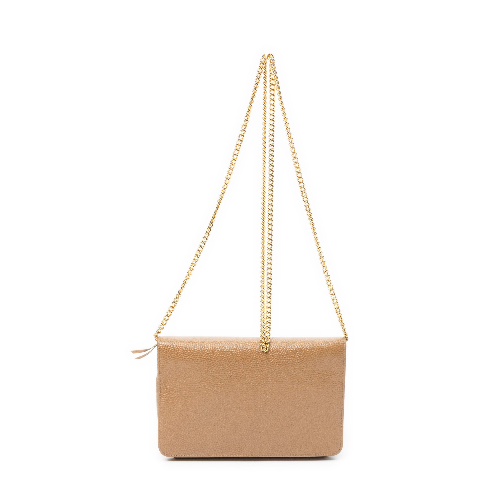 Shoulder Bag Vintage Mini Chain Crossbody Tan Pebbled Leather