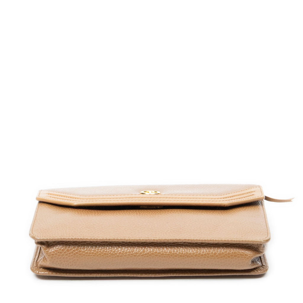Shoulder Bag Vintage Mini Chain Crossbody Tan Pebbled Leather