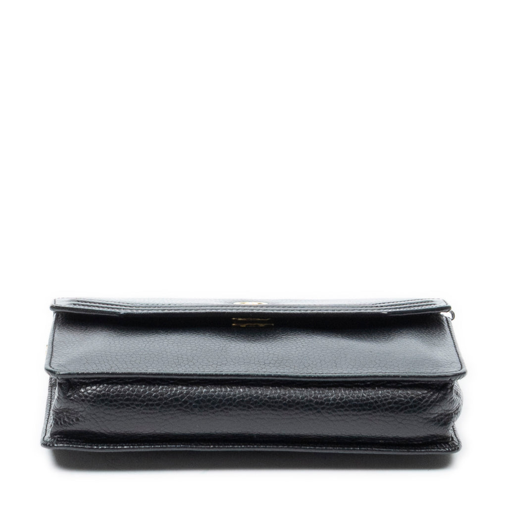 Shoulder Bag Vintage Mini Chain Crossbody Black Pebbled Leather