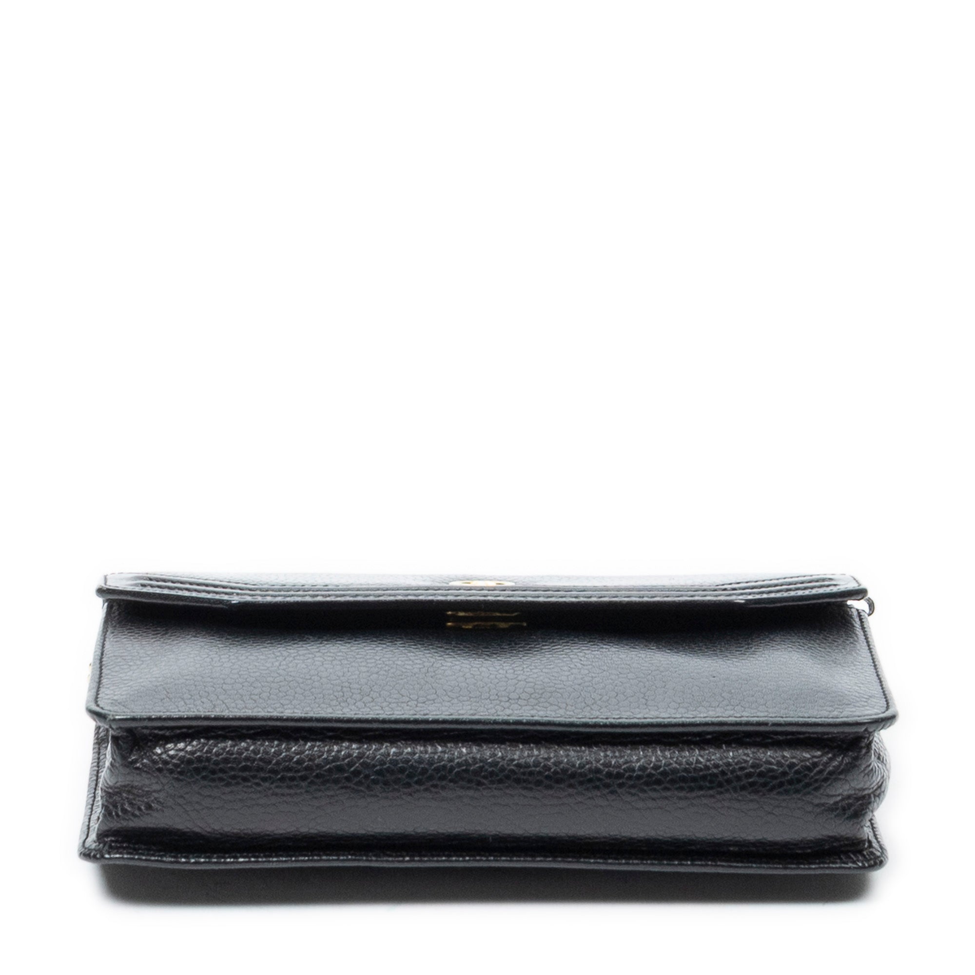 Shoulder Bag Vintage Mini Chain Crossbody Black Pebbled Leather