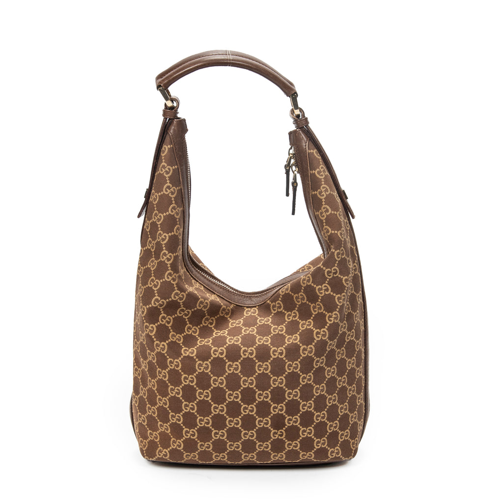 Shoulder Bag Vintage Zip Hobo Brown Monogrammed Canvas