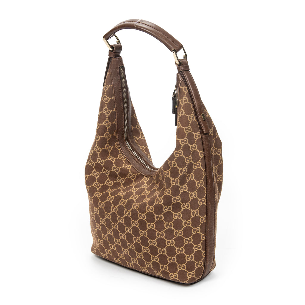 Shoulder Bag Vintage Zip Hobo Brown Monogrammed Canvas