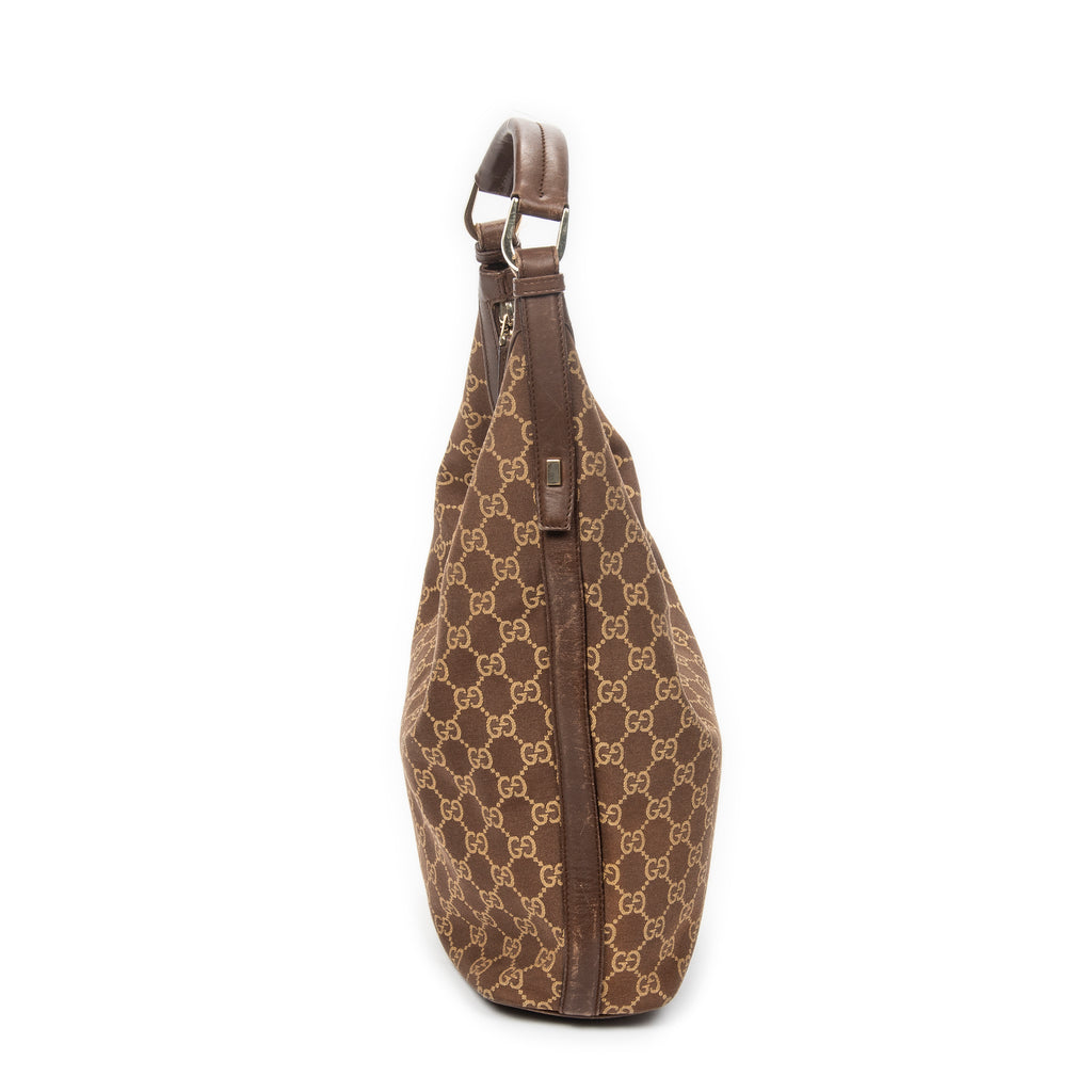 Shoulder Bag Vintage Zip Hobo Brown Monogrammed Canvas
