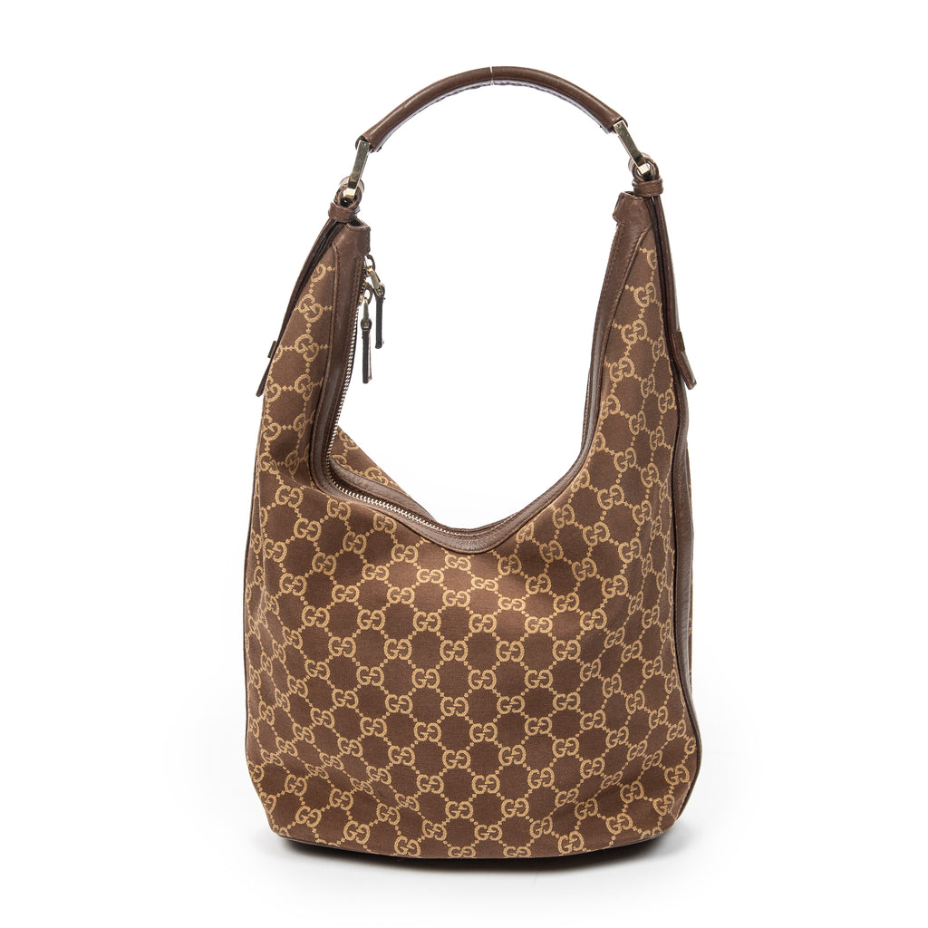 Shoulder Bag Vintage Zip Hobo Brown Monogrammed Canvas