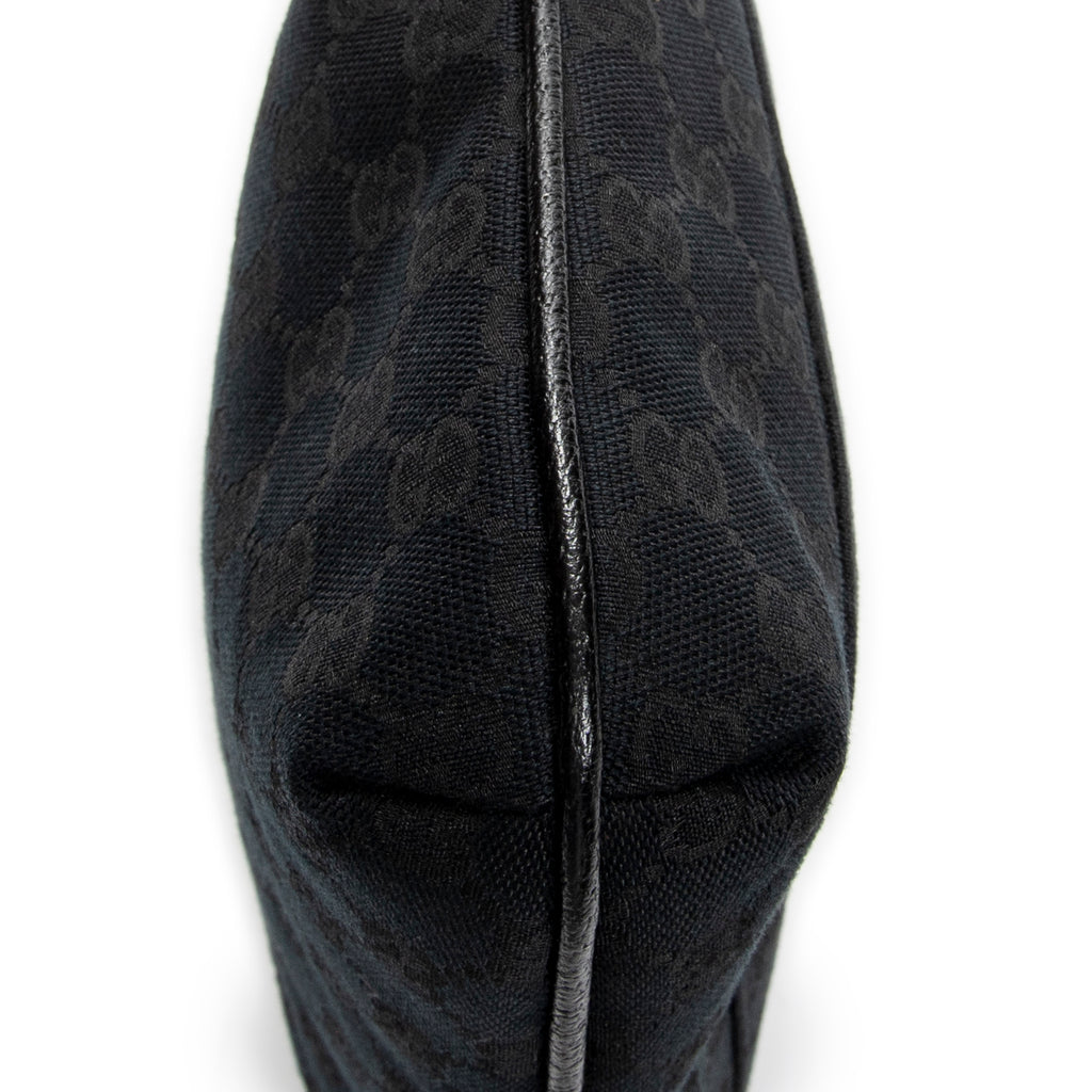 Shoulder Bag Front Slip Pocket Crossbody Black Monogrammed Canvas