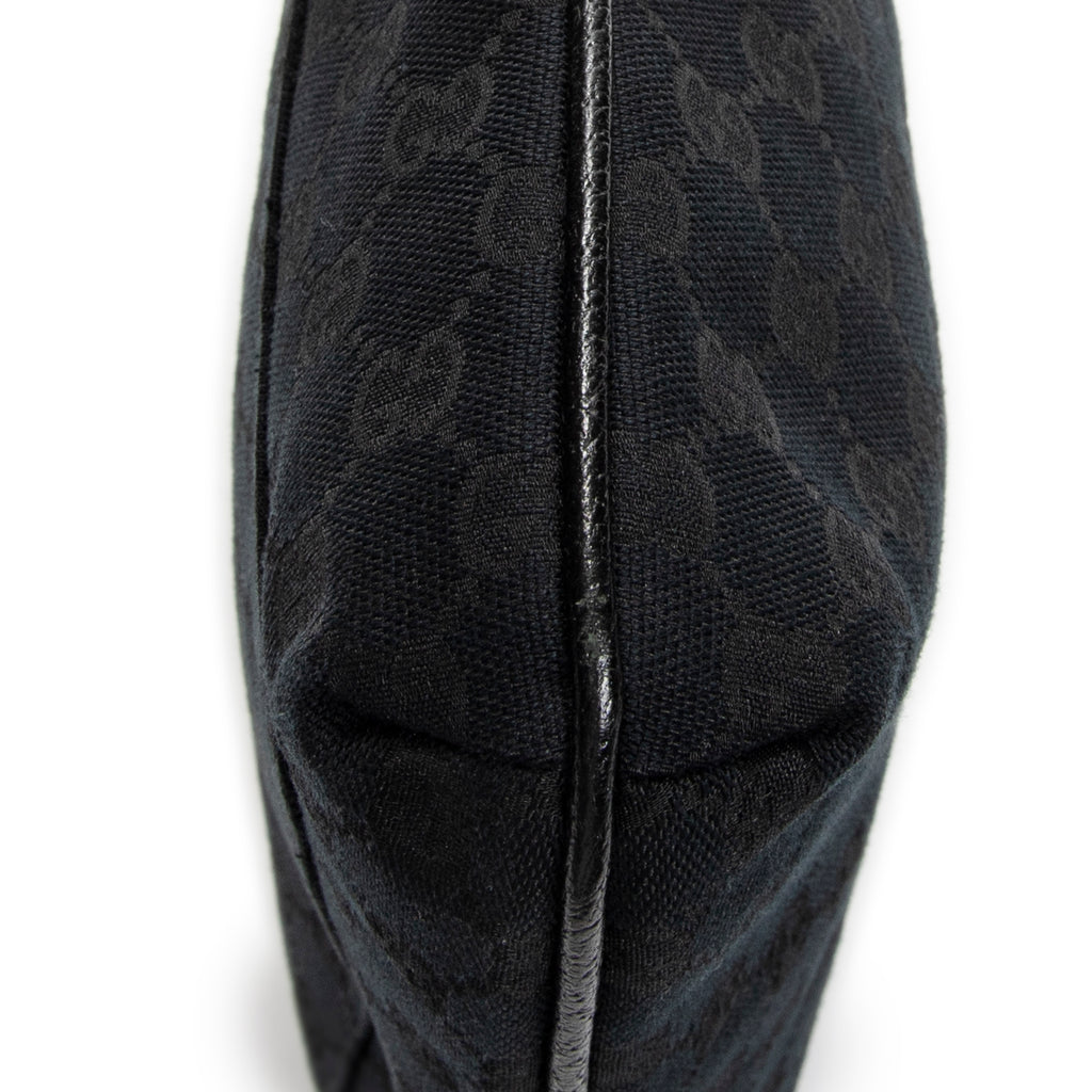 Shoulder Bag Front Slip Pocket Crossbody Black Monogrammed Canvas