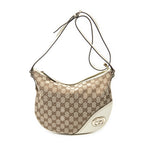 Shoulder Bag Medium New Britt Half Moon Crossbody Beige Monogrammed Canvas