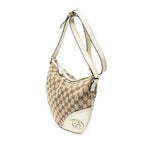 Shoulder Bag Medium New Britt Half Moon Crossbody Beige Monogrammed Canvas