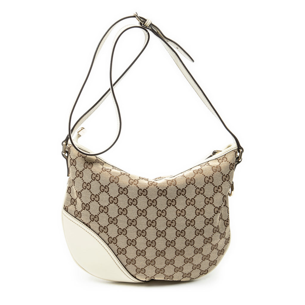 Shoulder Bag Medium New Britt Half Moon Crossbody Beige Monogrammed Canvas