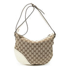 Shoulder Bag Medium New Britt Half Moon Crossbody Beige Monogrammed Canvas