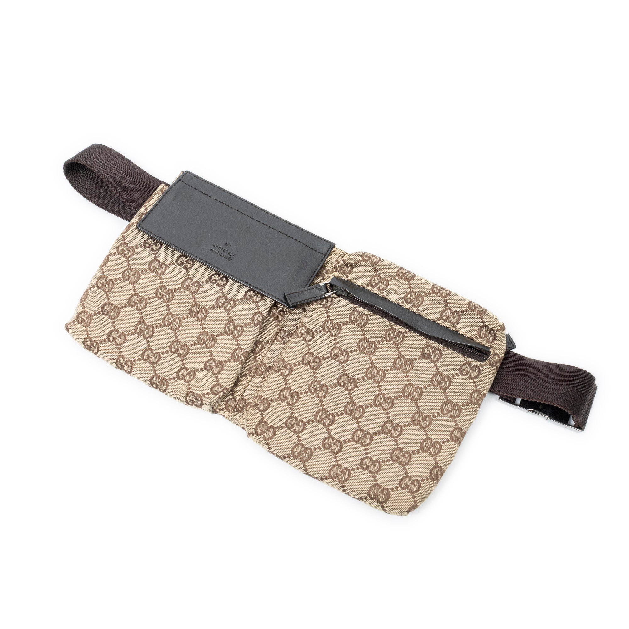Shoulder Bag Waist Pouch Dark Brown Monogrammed Canvas