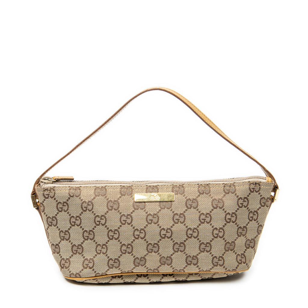Handbag Boat Pochette Beige Monogrammed Canvas