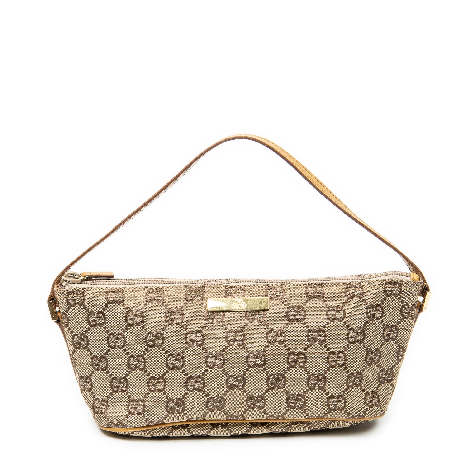 Handbag Boat Pochette Beige Monogrammed Canvas