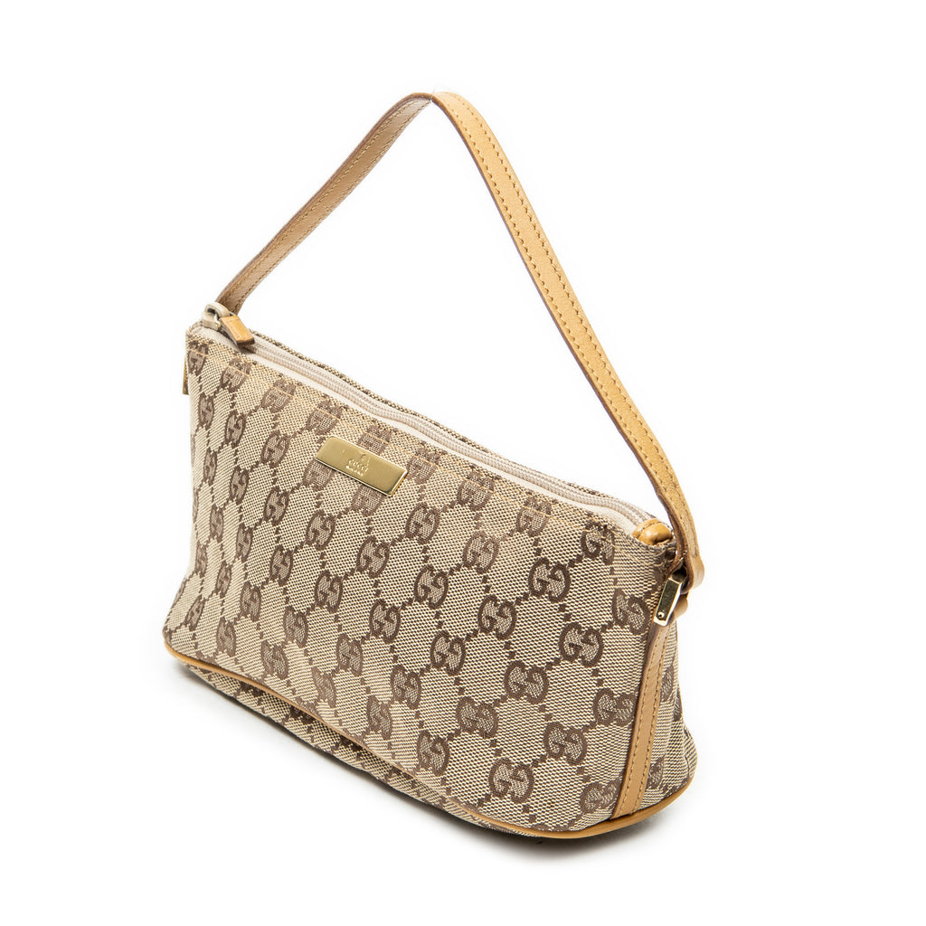 Handbag Boat Pochette Beige Monogrammed Canvas