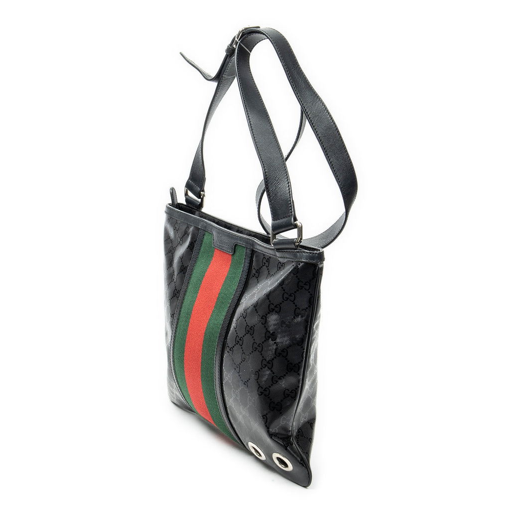 Shoulder Bag Medium Web 500 Messenger Black Guccissima Imprint Coated Canvas