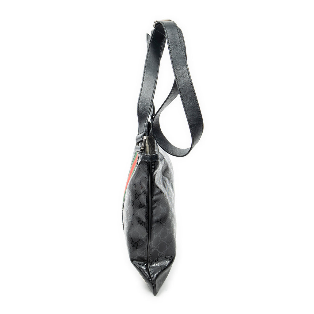 Shoulder Bag Medium Web 500 Messenger Black Guccissima Imprint Coated Canvas