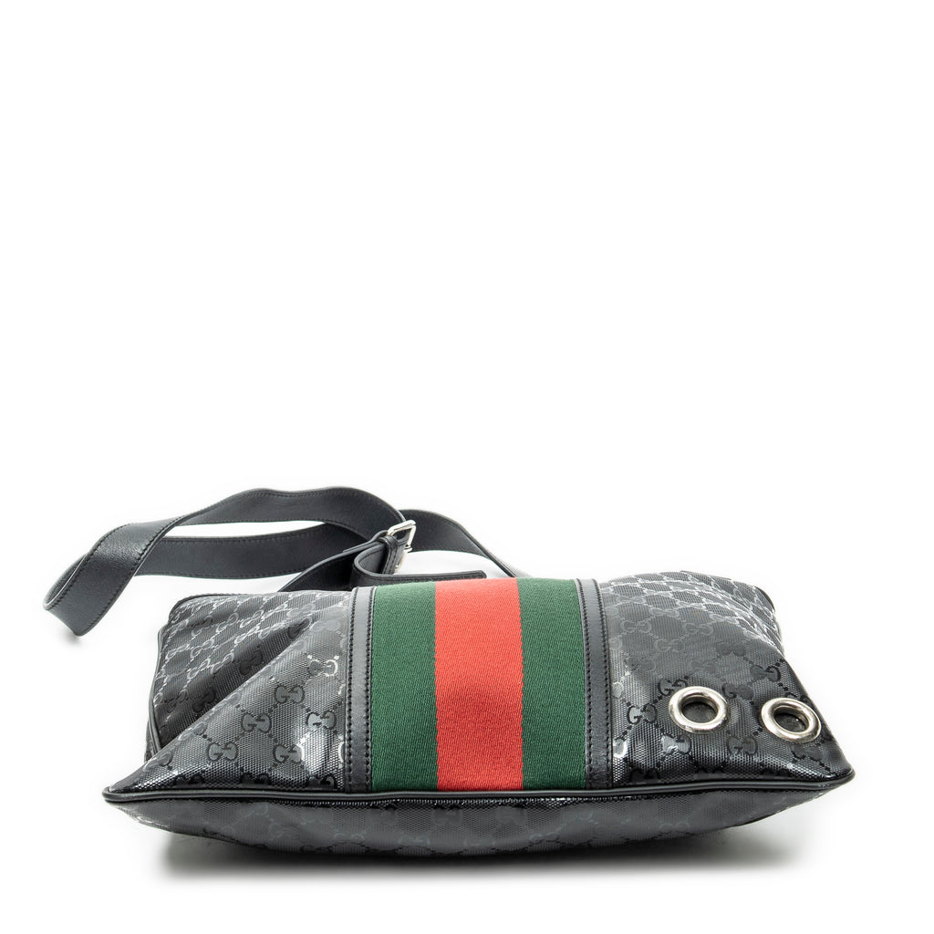 Shoulder Bag Medium Web 500 Messenger Black Guccissima Imprint Coated Canvas