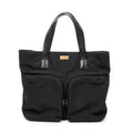 Handbag Double Pocket Tote Black Nylon Canvas